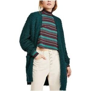 Free People Once in a Lifetime Cardigan Evergreen Boucle Wool Blend XS NWT